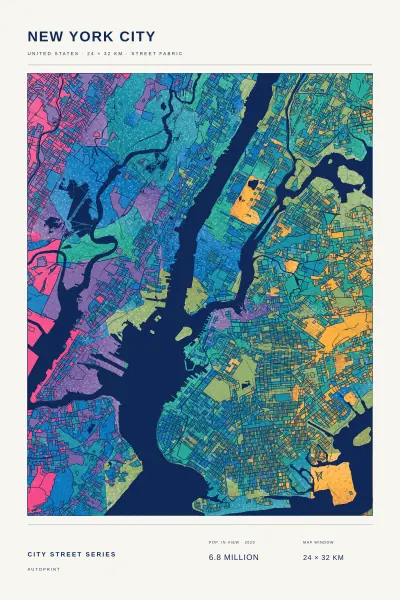 New York City street fabric poster