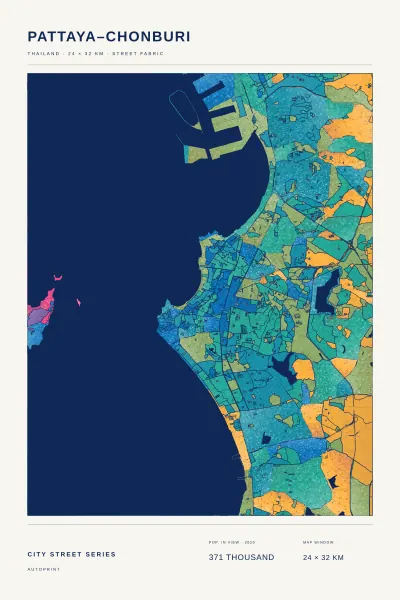 Pattaya–Chonburi street fabric poster