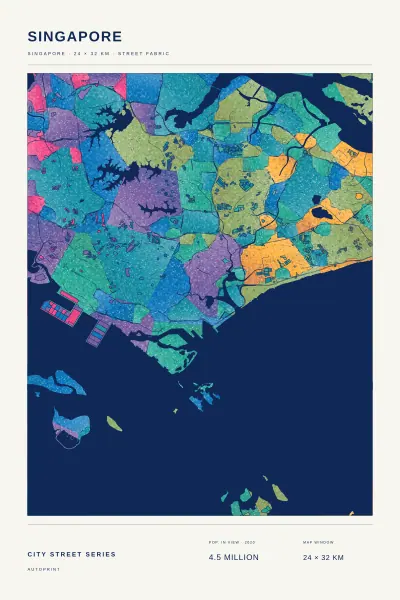 Singapore street fabric poster